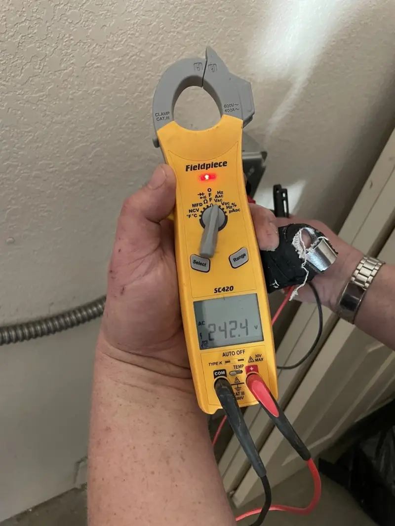 Voltage testing with clamp meter during Generator Installation in Wawayanda